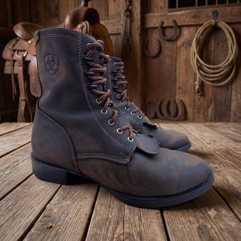 Ariat Heritage Lacer Mens 10.5 D Distressed Brown Leather Work Boots